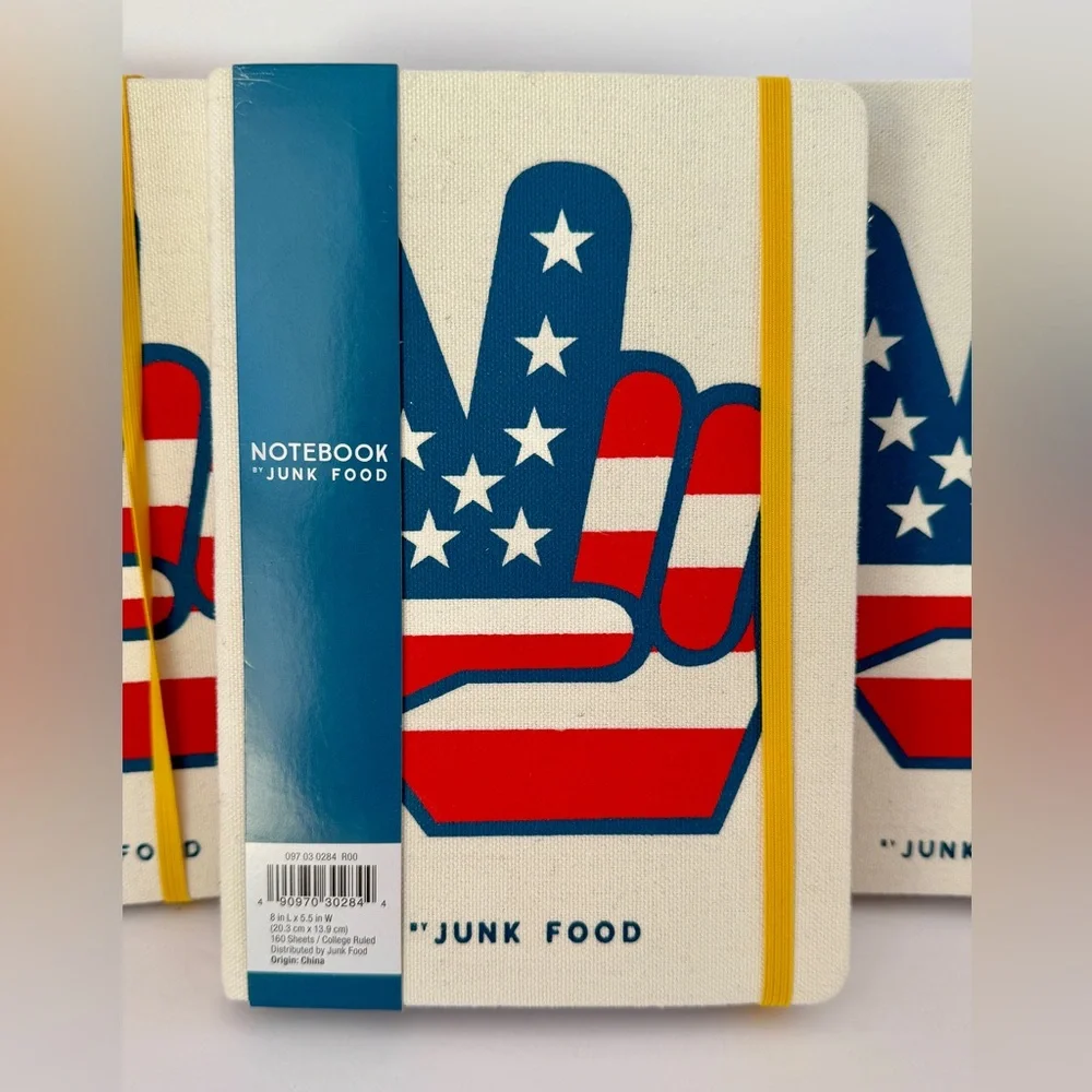 JUNK FOOD USA Patriotic Peace Sign Notebooks. Set of 2